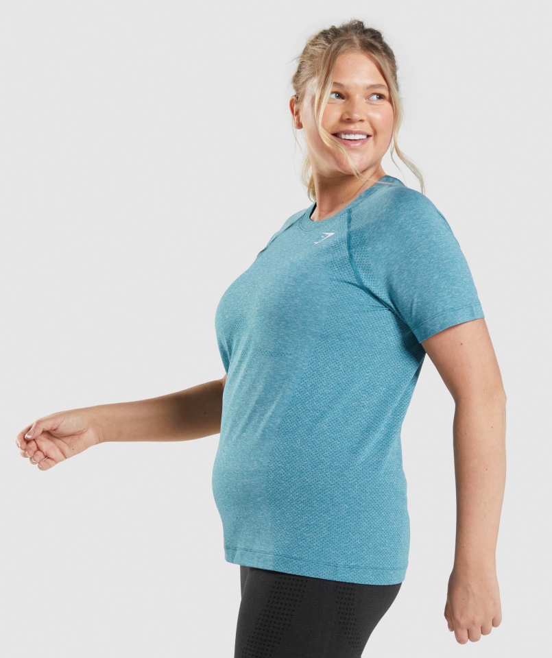 Gymshark Vital Bezszwowa Lekka Koszulka 2.0 Tahoe Turkusowy Marl