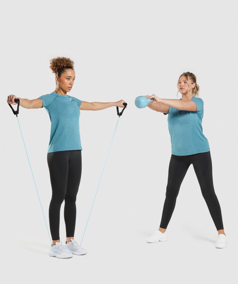 Gymshark Vital Bezszwowa Lekka Koszulka 2.0 Tahoe Turkusowy Marl