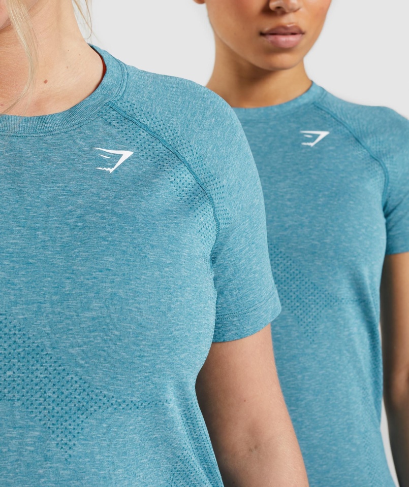 Gymshark Vital Bezszwowa Lekka Koszulka 2.0 Tahoe Turkusowy Marl