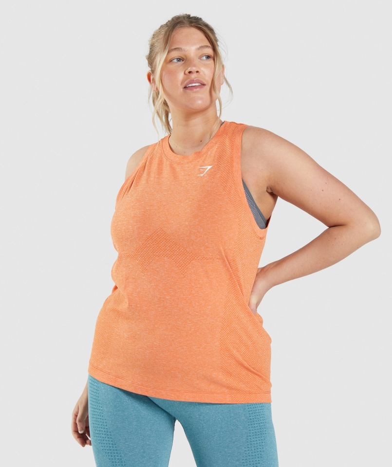 Gymshark Vital Seamless 2.0 Lekki Czołg Morelowy Pomarańczowy Marl