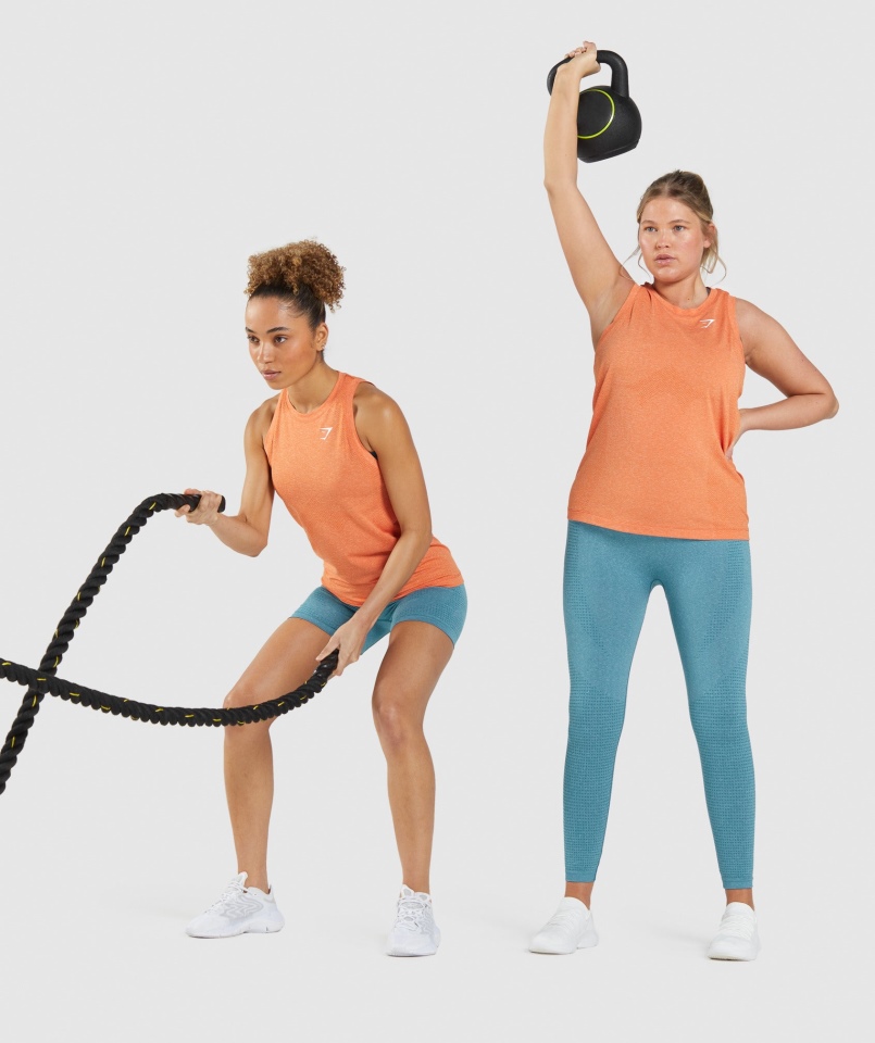 Gymshark Vital Seamless 2.0 Lekki Czołg Morelowy Pomarańczowy Marl