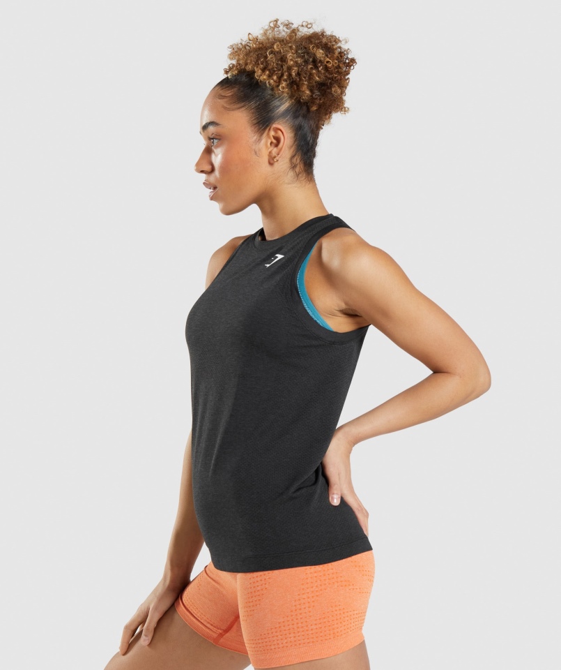 Gymshark Vital Bezszwowy Lekki Czołg 2.0 Czarny Marl