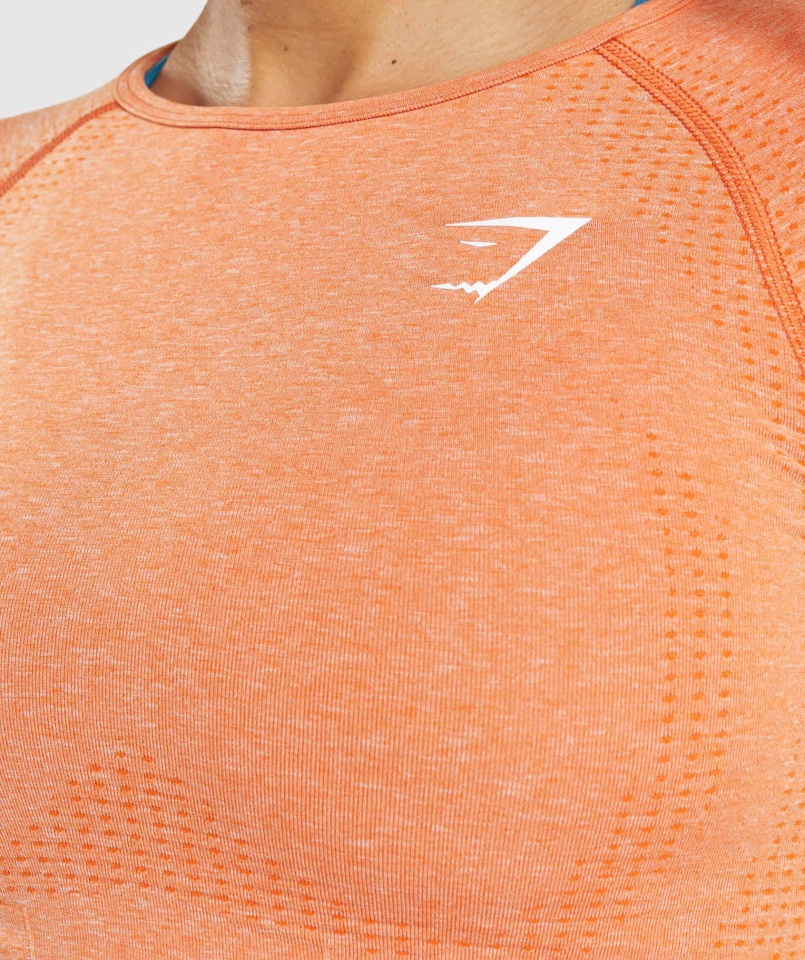 Gymshark Vital Bezszwowa Bluzka Z Długim Rękawem 2.0 Morelowy Pomarańczowy Marl