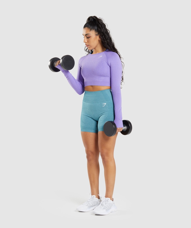 Gymshark Vital Bezszwowa Bluzka Z Długim Rękawem 2.0 Jasna Fioletowa Marl