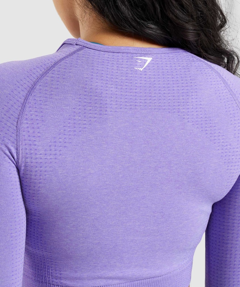 Gymshark Vital Bezszwowa Bluzka Z Długim Rękawem 2.0 Jasna Fioletowa Marl