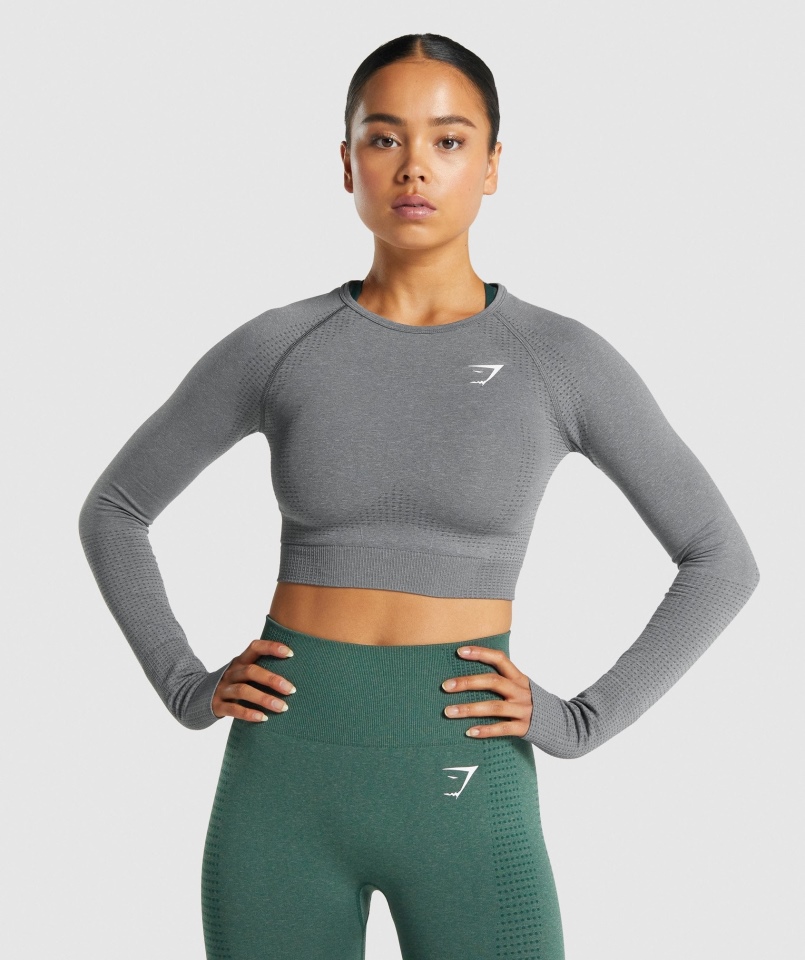 Gymshark Vital Bezszwowa Bluzka Z Długim Rękawem 2.0 Smokey Grey Marl