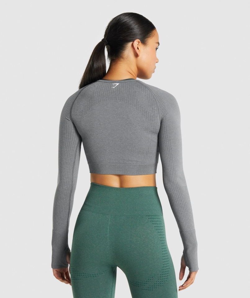 Gymshark Vital Bezszwowa Bluzka Z Długim Rękawem 2.0 Smokey Grey Marl