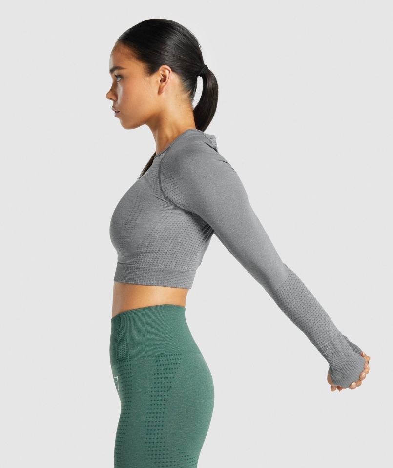 Gymshark Vital Bezszwowa Bluzka Z Długim Rękawem 2.0 Smokey Grey Marl