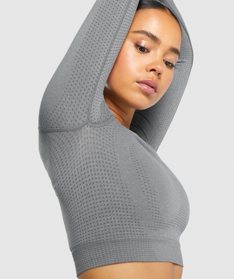 Gymshark Vital Bezszwowa Bluzka Z Długim Rękawem 2.0 Smokey Grey Marl