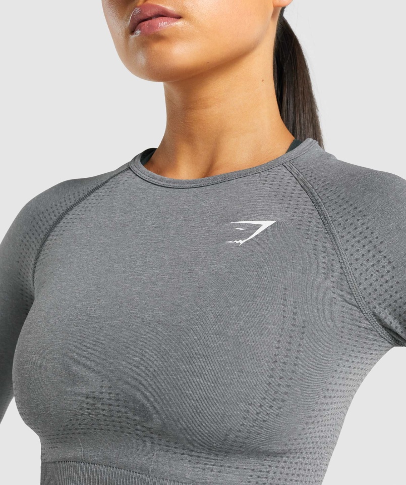 Gymshark Vital Bezszwowa Bluzka Z Długim Rękawem 2.0 Smokey Grey Marl