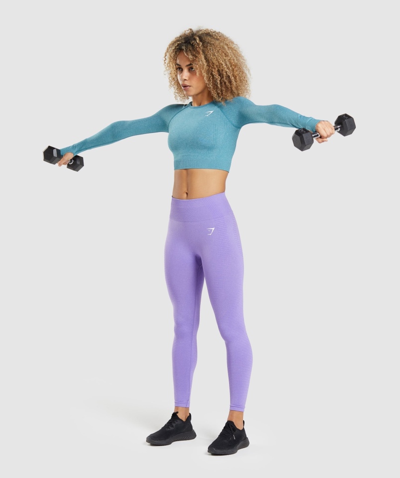 Gymshark Vital Bezszwowa Bluzka 2.0 Z Długim Rękawem Tahoe Turkusowy Marl