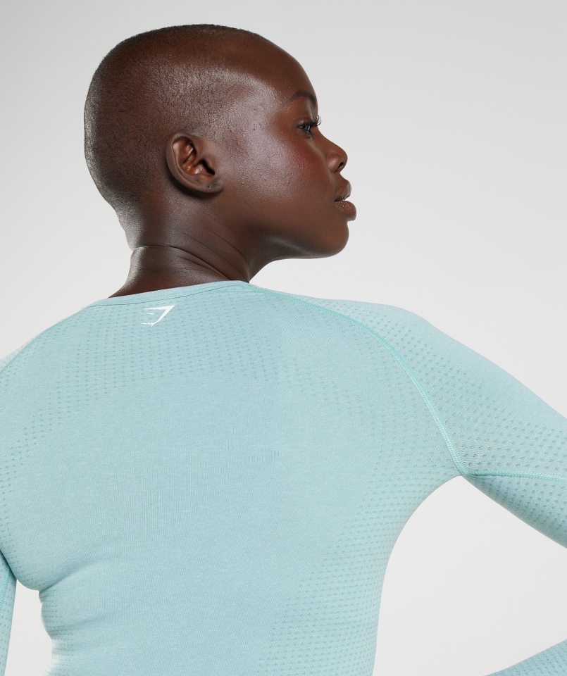 Gymshark Vital Bezszwowa Koszulka Z Długim Rękawem 2.0 Perłowo-niebieska Marl