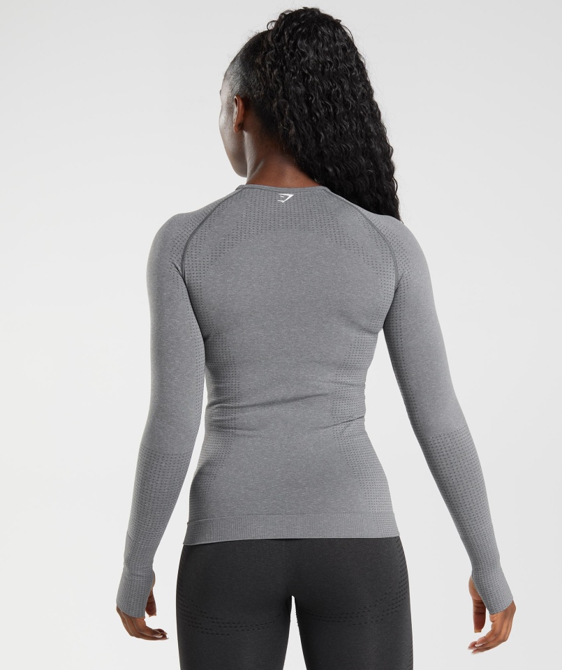 Gymshark Vital Bezszwowa Bluzka Z Długim Rękawem 2.0 Smokey Grey Marl