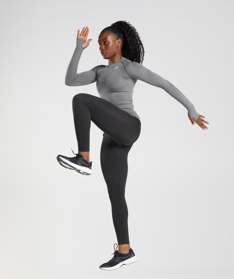 Gymshark Vital Bezszwowa Bluzka Z Długim Rękawem 2.0 Smokey Grey Marl