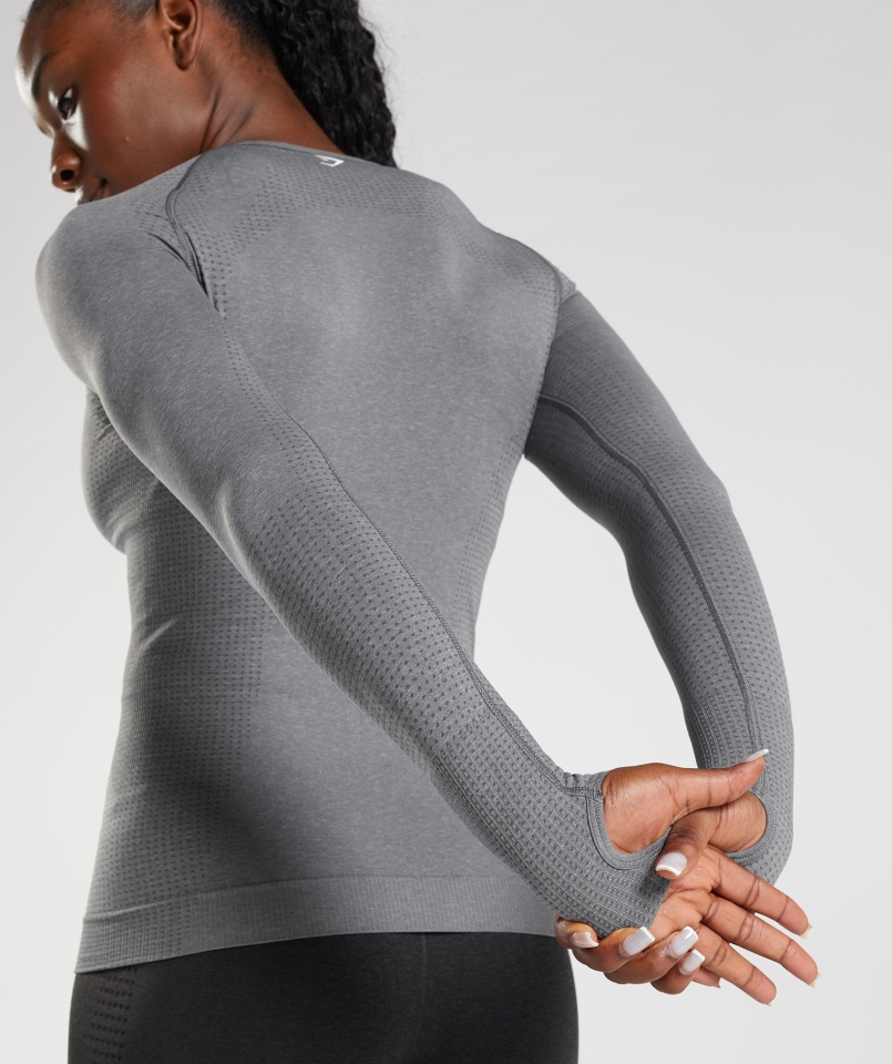 Gymshark Vital Bezszwowa Bluzka Z Długim Rękawem 2.0 Smokey Grey Marl