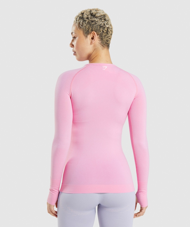 Gymshark Vital Bezszwowa Bluzka Z Długim Rękawem 2.0 Sorbet Pink Marl