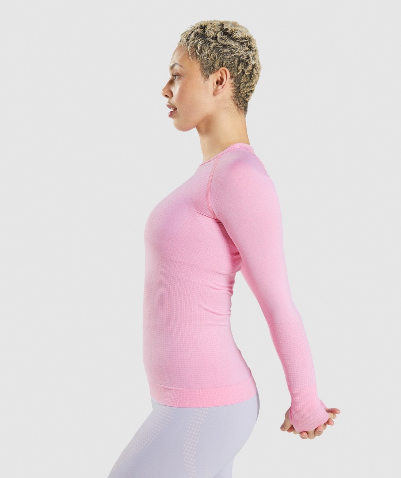 Gymshark Vital Bezszwowa Bluzka Z Długim Rękawem 2.0 Sorbet Pink Marl