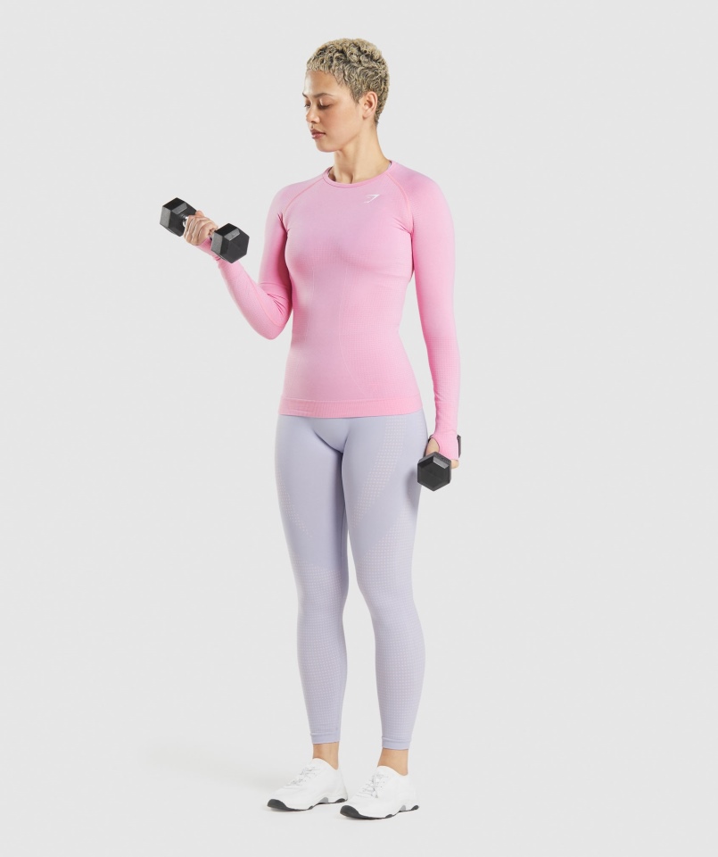 Gymshark Vital Bezszwowa Bluzka Z Długim Rękawem 2.0 Sorbet Pink Marl