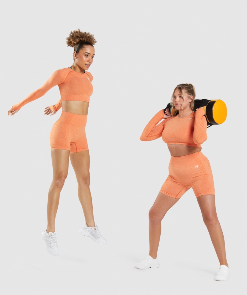 Gymshark Vital Bezszwowe Szorty 2.0 Morelowe Pomarańczowe Marl