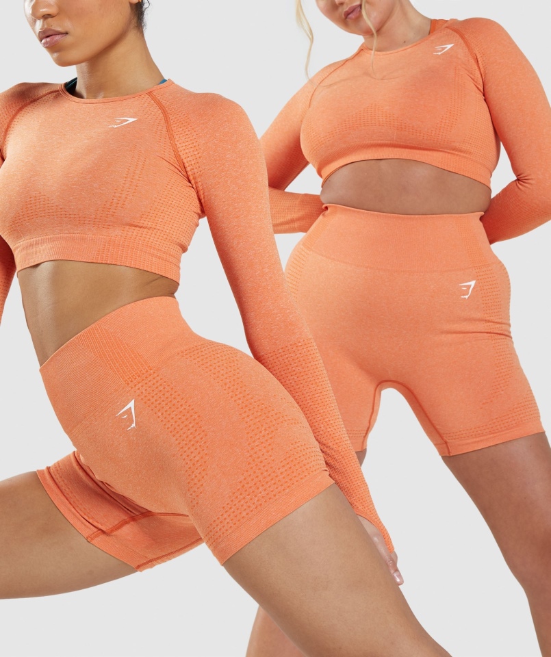 Gymshark Vital Bezszwowe Szorty 2.0 Morelowe Pomarańczowe Marl