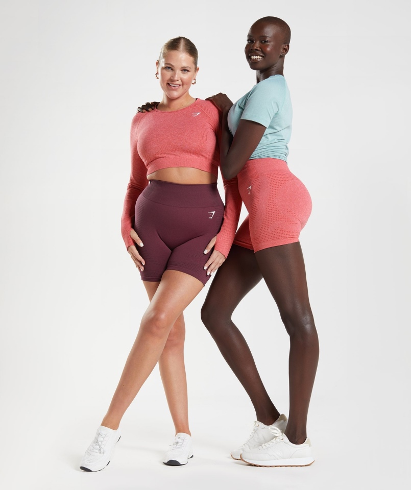 Gymshark Vital Bezszwowe Szorty 2.0 Pieczone Bordowe Marl