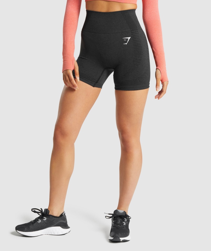 Gymshark Vital Bezszwowe Spodenki 2.0 Czarne Melanż