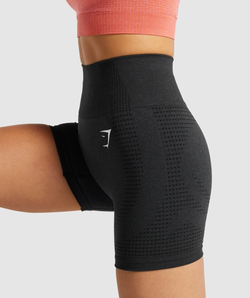 Gymshark Vital Bezszwowe Spodenki 2.0 Czarne Melanż