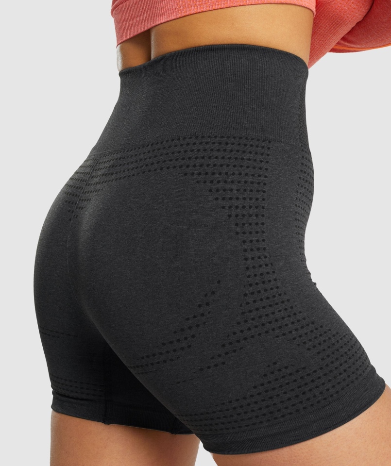 Gymshark Vital Bezszwowe Spodenki 2.0 Czarne Melanż