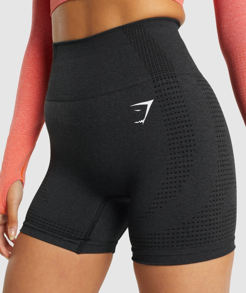 Gymshark Vital Bezszwowe Spodenki 2.0 Czarne Melanż