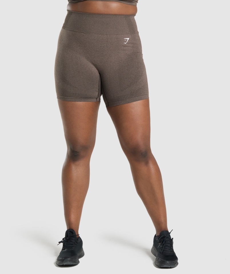 Gymshark Vital Bezszwowe Spodenki 2.0 Brązowe Marl