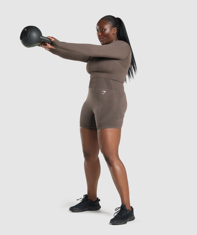 Gymshark Vital Bezszwowe Spodenki 2.0 Brązowe Marl