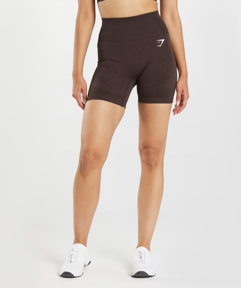 Gymshark Vital Bezszwowe Szorty 2.0 Wiśniowe Brązowe Melanż