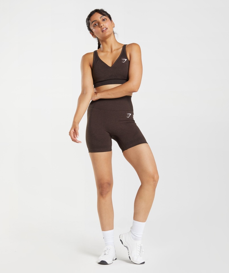 Gymshark Vital Bezszwowe Szorty 2.0 Wiśniowe Brązowe Melanż