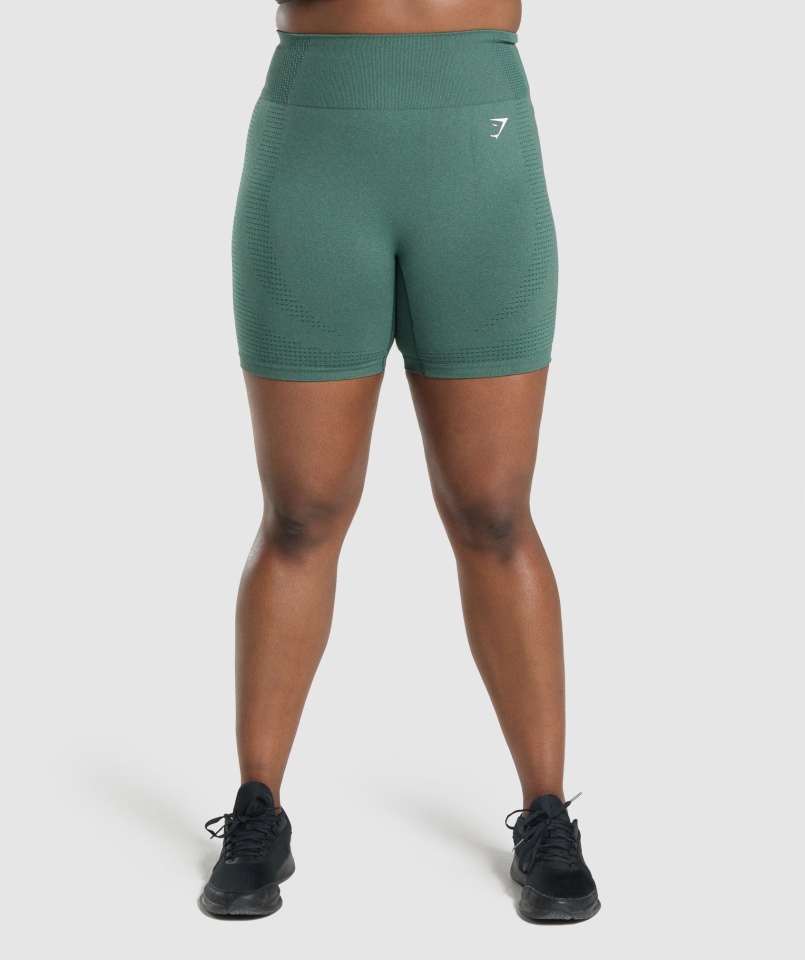 Gymshark Vital Bezszwowe Spodenki 2.0 Ciemnozielone Melanż