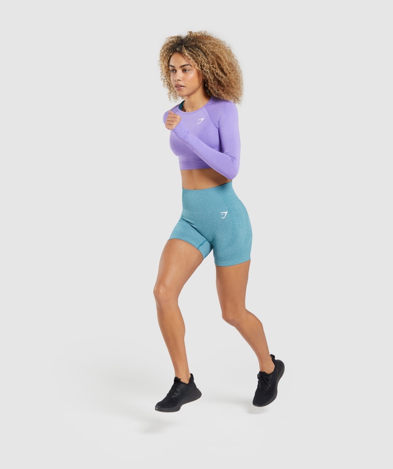 Gymshark Vital Bezszwowe Spodenki 2.0 Tahoe Turkusowy Marl