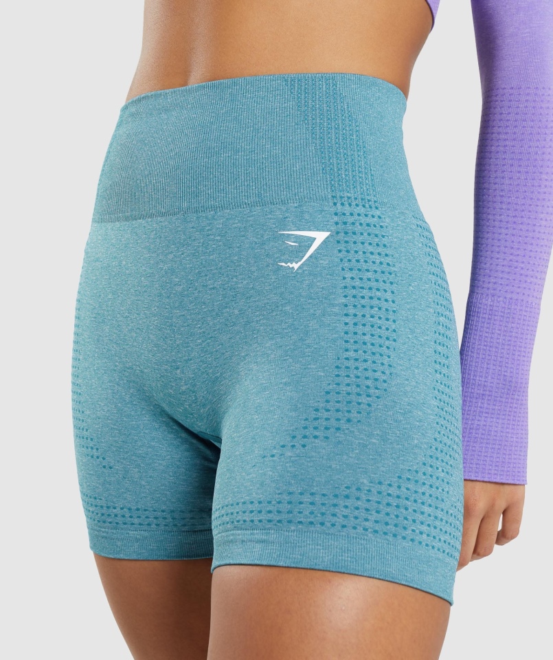 Gymshark Vital Bezszwowe Spodenki 2.0 Tahoe Turkusowy Marl