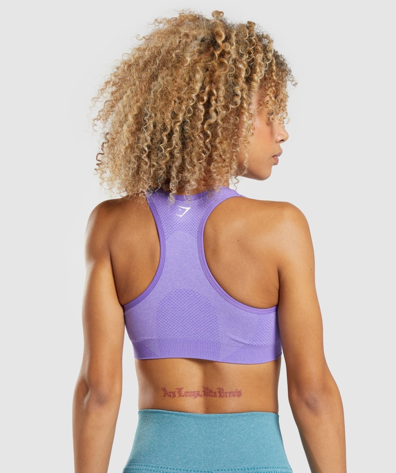 Gymshark Vital Bezszwowy Biustonosz Sportowy 2.0 Jasnofioletowy Marl