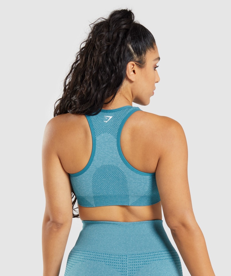 Gymshark Vital Bezszwowy Biustonosz Sportowy 2.0 Tahoe Turkusowy Marl