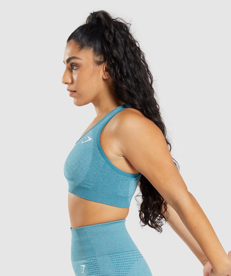 Gymshark Vital Bezszwowy Biustonosz Sportowy 2.0 Tahoe Turkusowy Marl