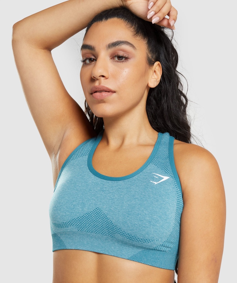 Gymshark Vital Bezszwowy Biustonosz Sportowy 2.0 Tahoe Turkusowy Marl