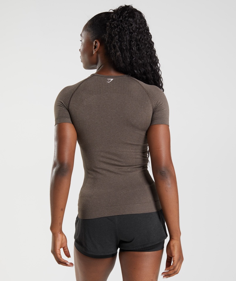 Gymshark Vital Bezszwowa Koszulka 2.0 Brązowa Marl
