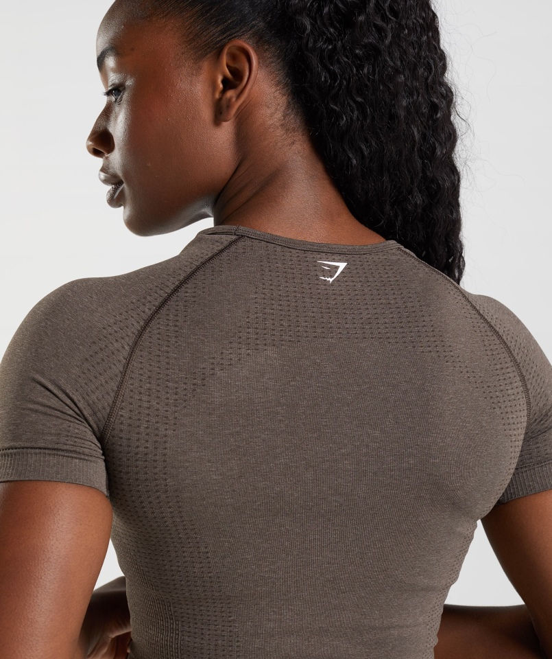 Gymshark Vital Bezszwowa Koszulka 2.0 Brązowa Marl