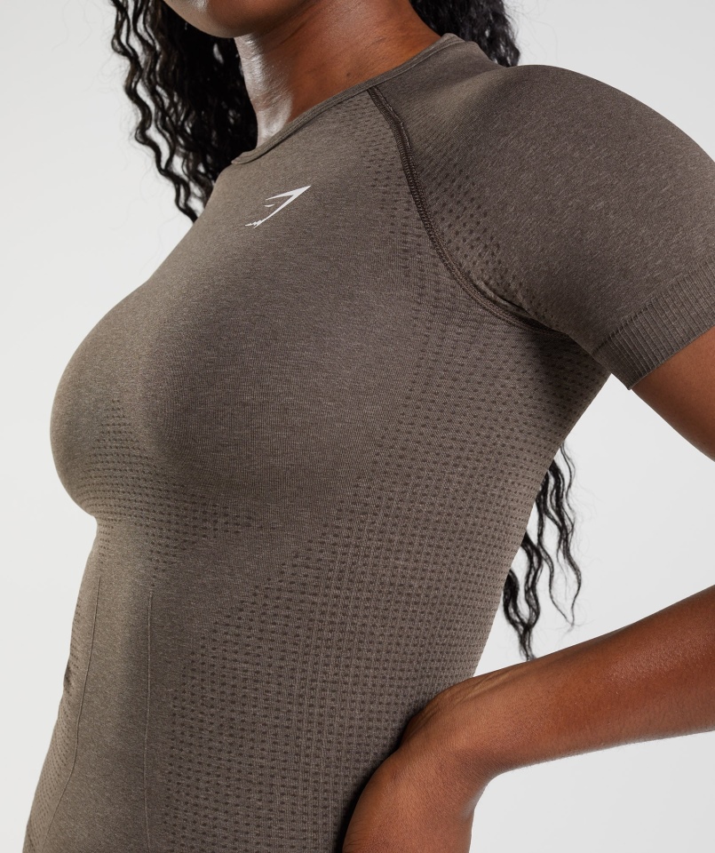 Gymshark Vital Bezszwowa Koszulka 2.0 Brązowa Marl