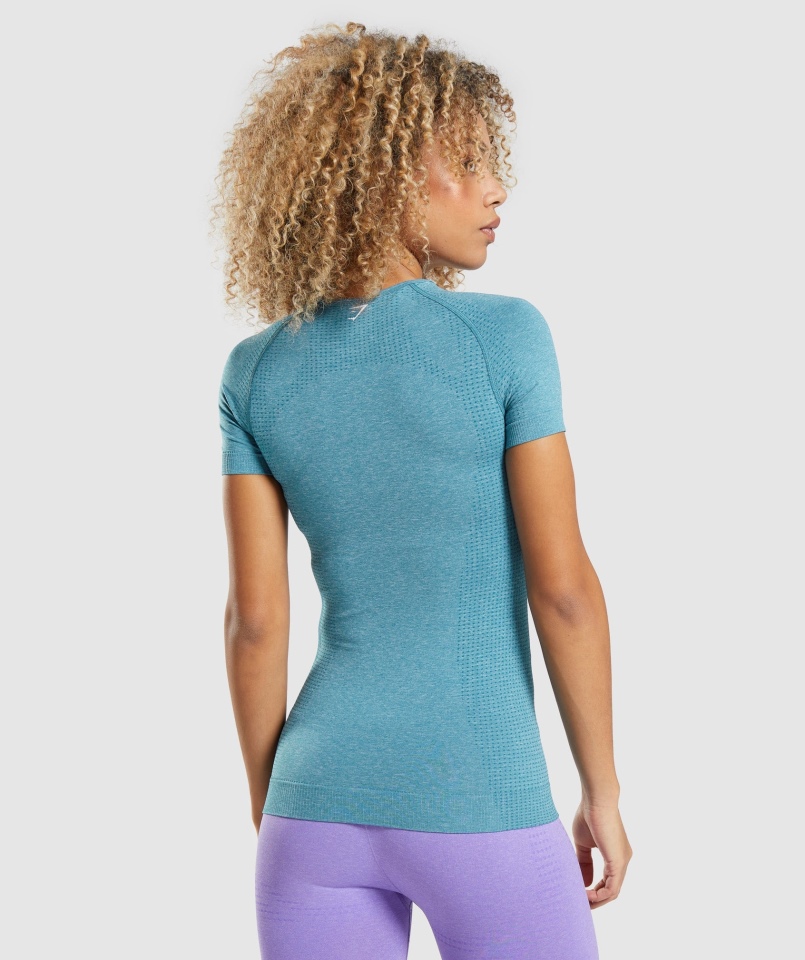 Gymshark Vital Bezszwowa Koszulka 2.0 Tahoe Turkusowy Marl