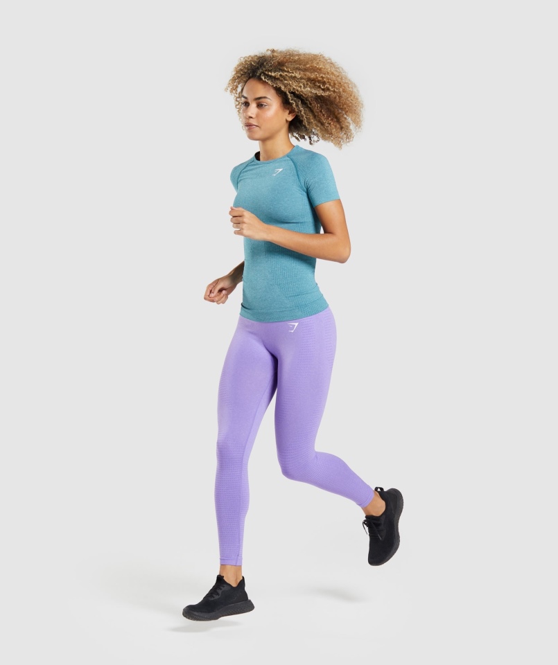 Gymshark Vital Bezszwowa Koszulka 2.0 Tahoe Turkusowy Marl
