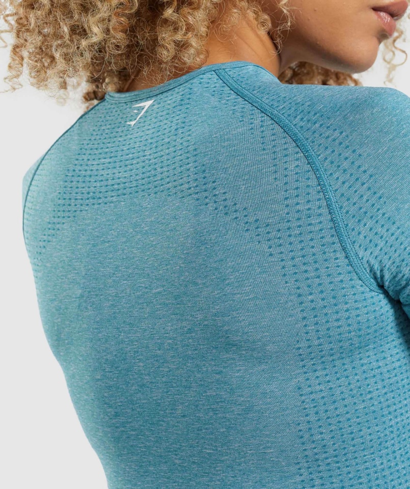 Gymshark Vital Bezszwowa Koszulka 2.0 Tahoe Turkusowy Marl
