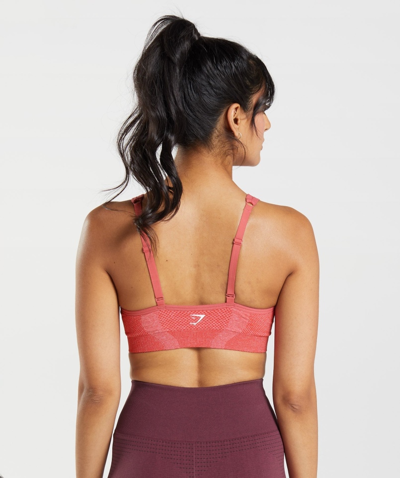 Gymshark Vital Bezszwowy Biustonosz Sportowy Z Dekoltem 2.0 V Chilli Red Marl