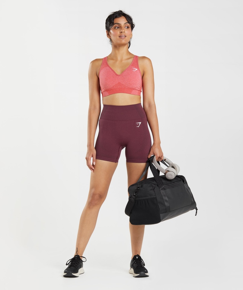 Gymshark Vital Bezszwowy Biustonosz Sportowy Z Dekoltem 2.0 V Chilli Red Marl