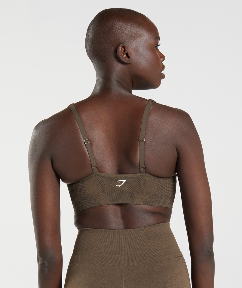 Gymshark Vital Bezszwowy Biustonosz Sportowy Z Dekoltem W Serek 2.0 W Kolorze Espresso Marl
