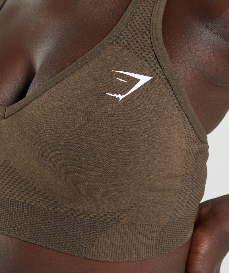 Gymshark Vital Bezszwowy Biustonosz Sportowy Z Dekoltem W Serek 2.0 W Kolorze Espresso Marl